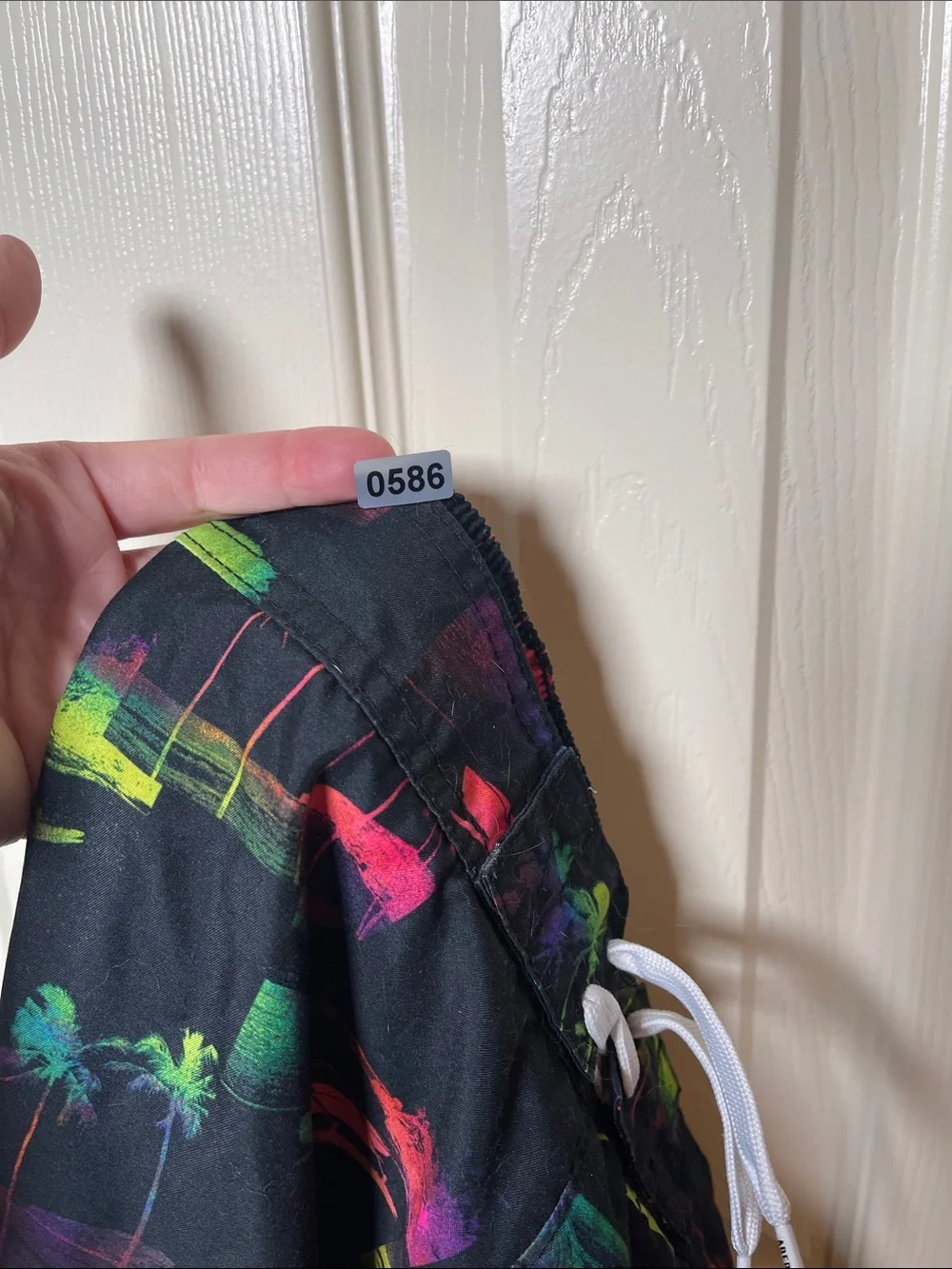 Kids Abercrombie & Fitch Neon Palm Print Black Swim Trunks
